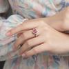 Red CZ Heart Halo Open  Adjustable Ring –925 Sterling Silver