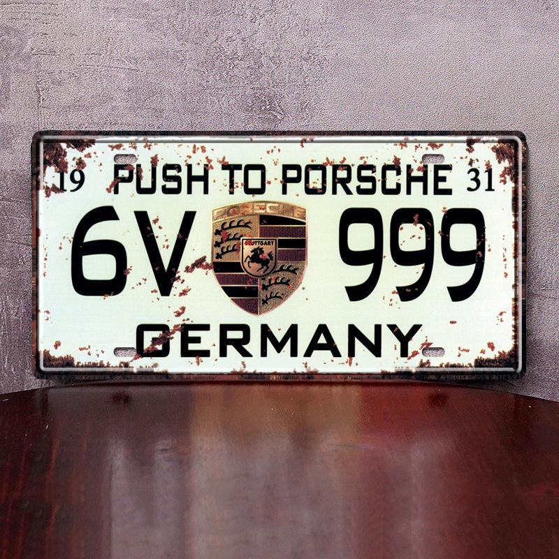 ABJY1 American Retro Tin License Plate Decorate Painting industrial wind bars home creative personality wall ornaments For Porsche 911