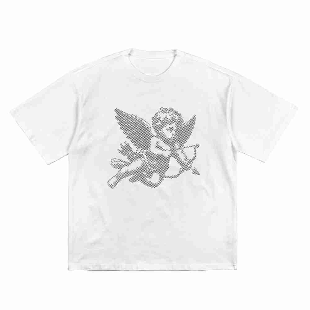 Cupid Angel Print Short Sleeve Tee 100% Cotton T-Shirt