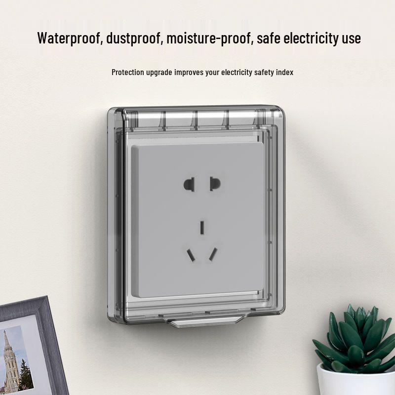 Self-Adhesive Splash-Proof Bathroom Socket Cover for 86 Type Switch