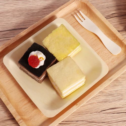 DOITOOL Disposable Wooden Plates, Stylish Square Plates, High-Quality Biodegradable and Eco-Friendly, Perfect for Parties, Outdoors, Commercial Use, a