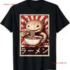Funny Vintage Axolotl Eating Ramen Anime Ramen T Shirt Vintage Washed Stretched Comfortable Breathable Homme Soft