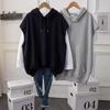 Spring and Summer Loose Large Size Simple Sleeveless Jacket Hooded Vest Sweatshirt