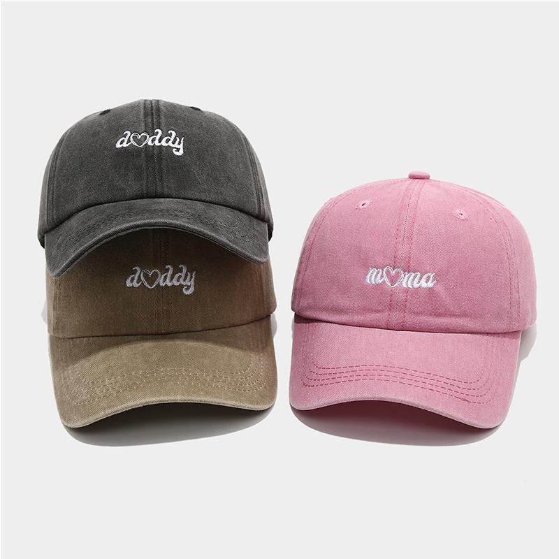Stickerei Buchstabe Mama Papa Gewaschene Baumwolle Baseballkappe Hip Hop Damen Verstellbare Schirmmütze Outdoor Herren Sonnenschutz Snapback Kappen