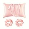 4-Piece Hair Care Set: 2 Silky Pillowcases & 2 Polyester Hair Scrunchies