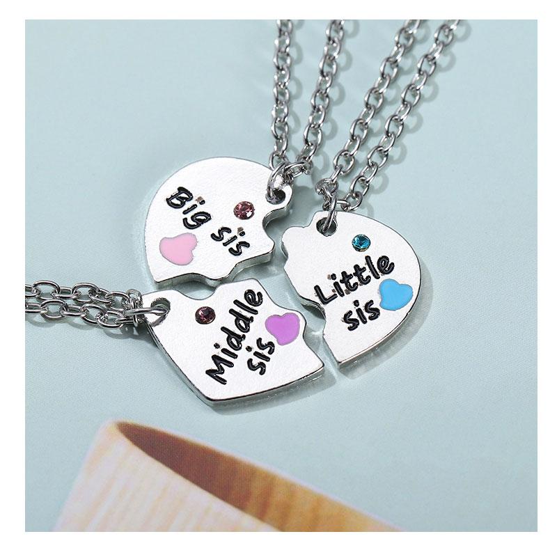 Zircon Best Friend Zircon Love Couple Pendant Necklace 2 Pcs/ Set Rainbow Broken Heart BFF Good Friends Friendship Jewelry Gift