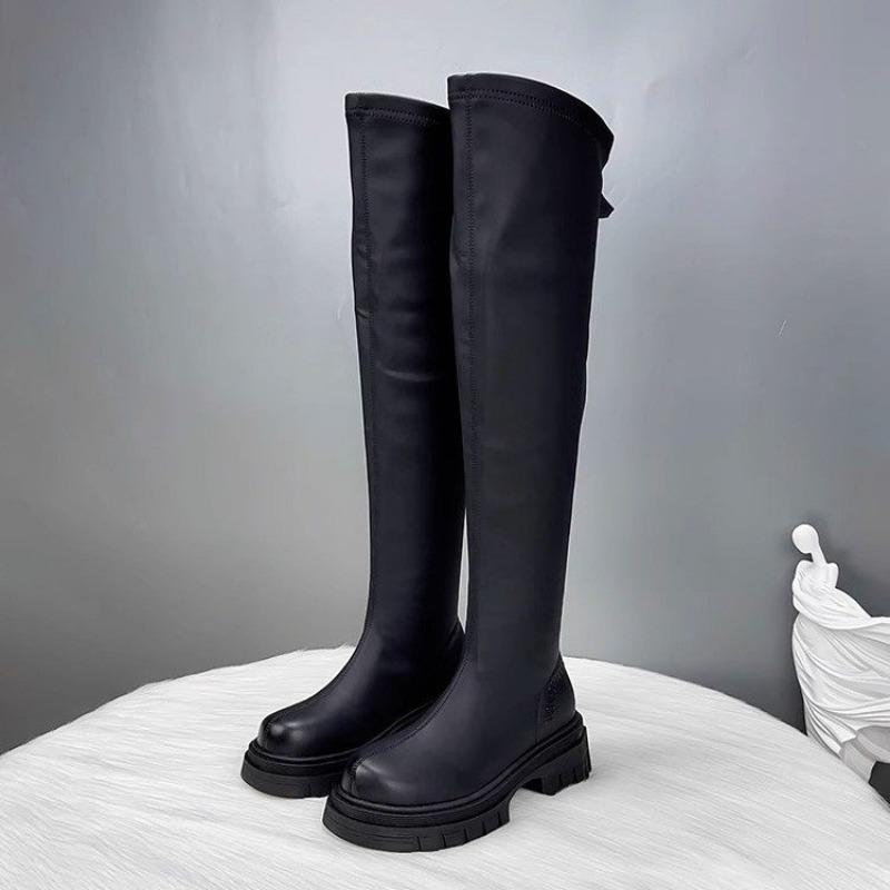 Women's Fashion Boots Non-slip Zipper Snow Platform High Boots Outdoor Knee-high High Heels Women's Spring Popular Gothic Boots