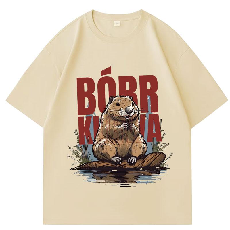 

Bober Kurwa Bober T-shirt Funny Beaver Meme Men and Women Classic Casual Oversized Summer Print 100% Pure Cotton T-shirt 4XL