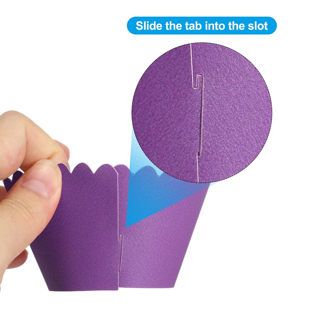50 Pack Cupcake Wrappers Paper, Baking Cups Standard Wave Decoration for Anniversary Birthday Weddings and Parties, Dark Purple