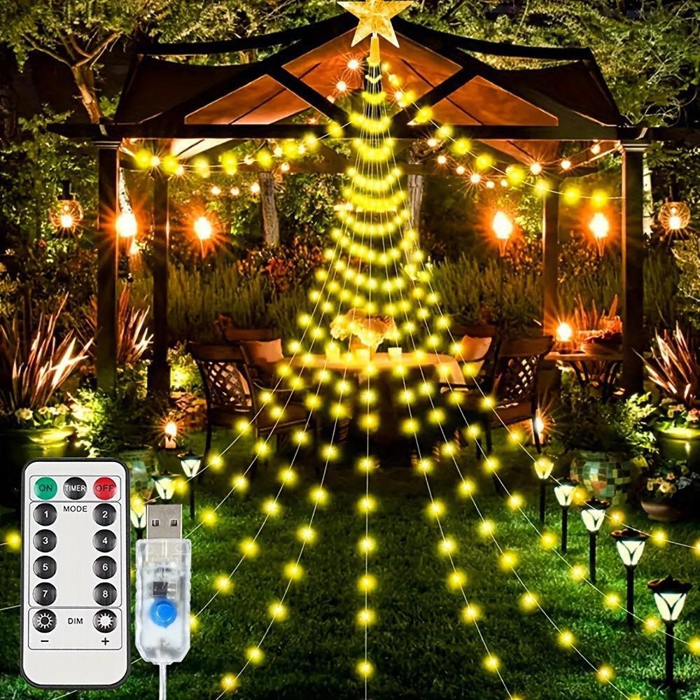 Flowing Waterfall LED String Lights - USB-Powered, Copper Wire, Multicolor, Christmas Decoration 2m 192 lights