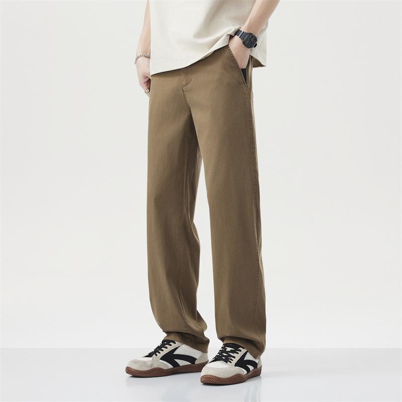 

Мужские повседневные брюки весна и лето новые лиоцелл тенсел зеленые мужские свободные прямые универсальные широкие брюки изо льда 38