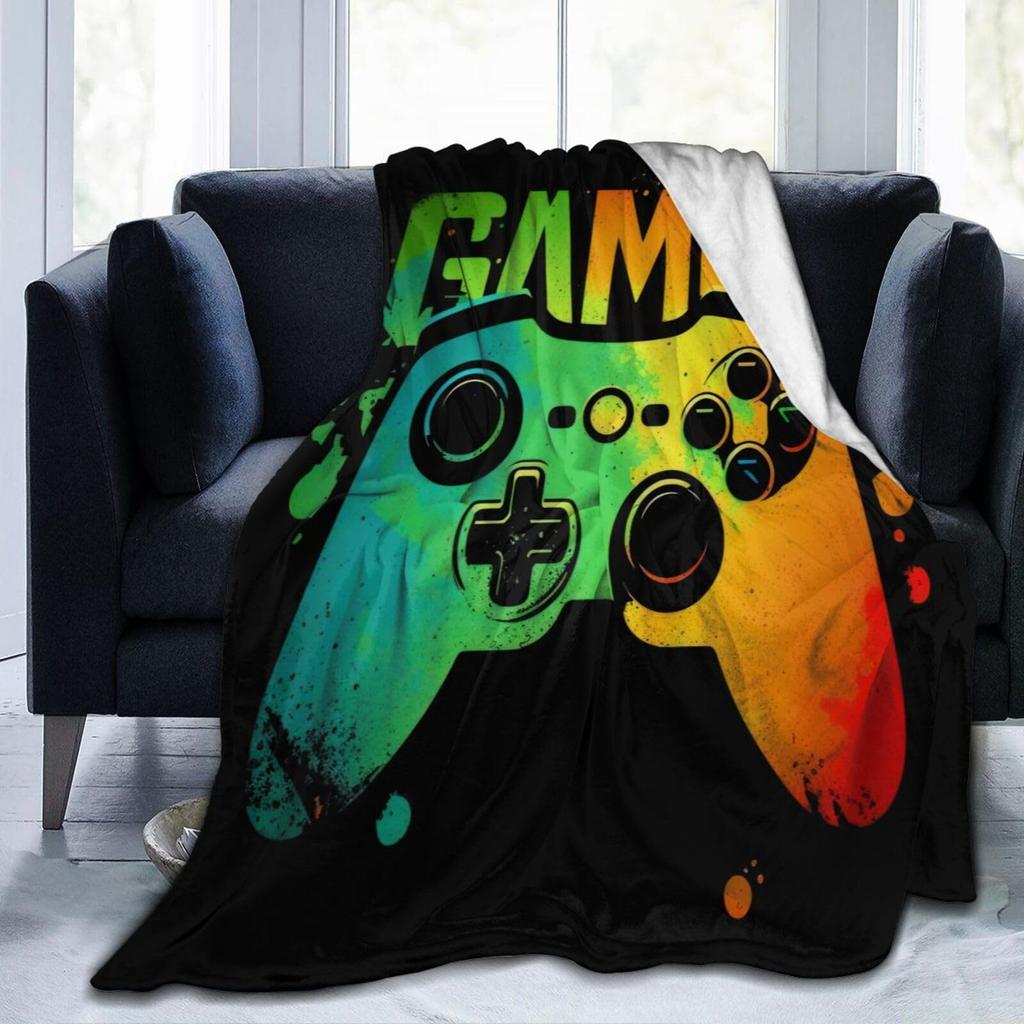 Gamer Fleece Throw Blanket For Bed Sofa Couch,Game Gamepad Flannel Fuzzy Blanket, Modern Game Controller Bed Blanket Room Decor