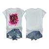 Women's Casual Printed T-shirt Round Neck Pullover Short Sleeve Top