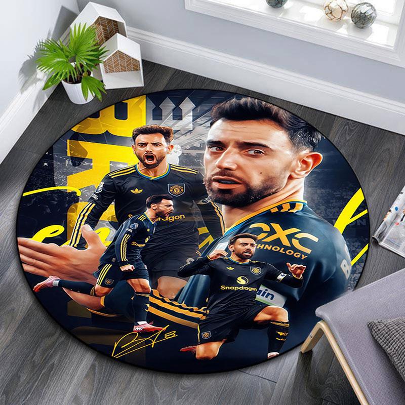 Bruno Fernandes pattern round rug,Carpet Rug for Living Room Bedroom Playroom ,Non-slip Floor Mat,Holiday Gifts and Birthday Gifts.