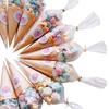100Pcs Clear Cone Candy Storage Bags Cones Transprant Plastic Bag Popcorn Candy Bags For Baby Shower Wedding Party Bags Supplies