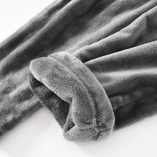 Men Homewear Pants Thicken Loose Solid Color Coral Fleece Elastic Waist Cold-proof Drawstring Loose Men Winter Pants for Camping