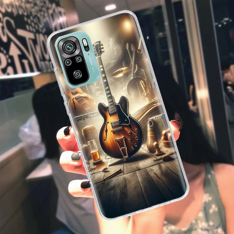 Retro Rock Music Electric Guitar Phone Case For Xiaomi Poco M6 X7 X6 X5 Pro X4 X3 GT F7 Mi F6 F5 F4 F3 F2 M5 M5S M4 F1 M3 Cases