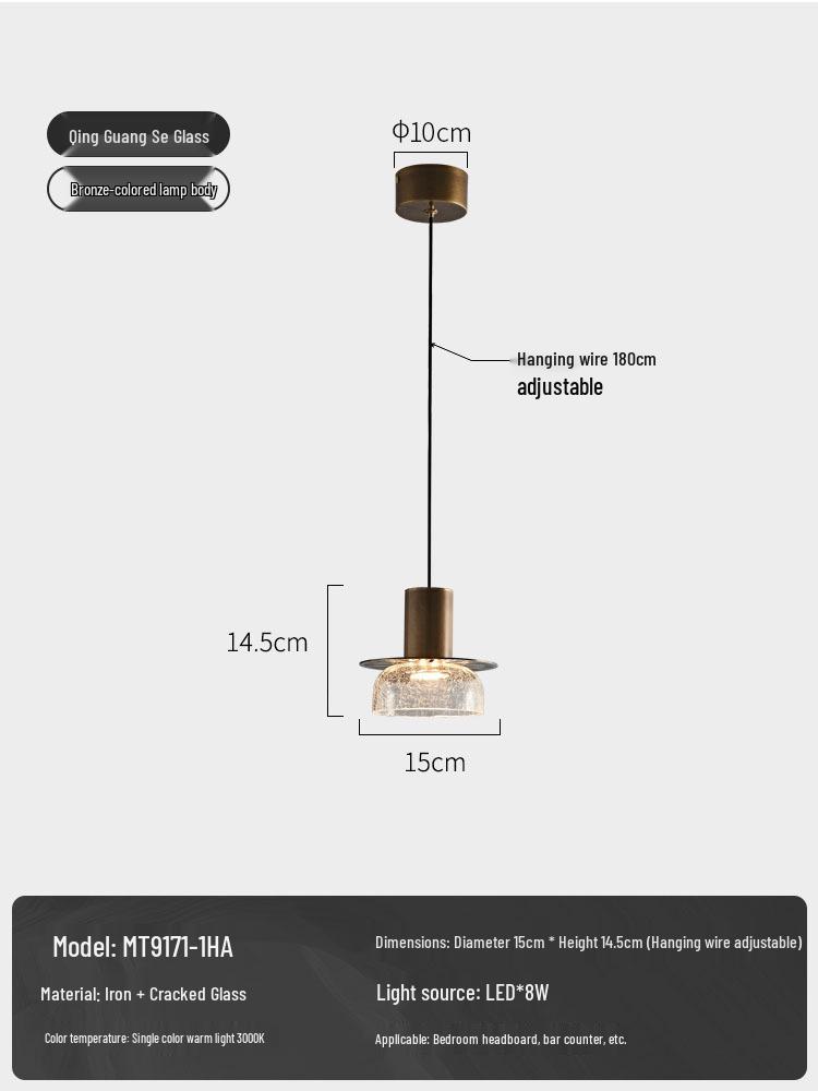 Retro Luxury Bedside Pendant Lamp - Designer Wall & Bar Counter Lighting
