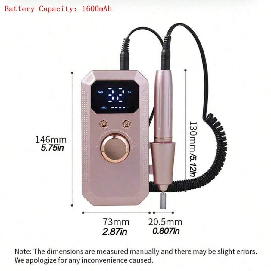 Electric Nail Grinder, Portable USB Rechargeable Nail Care Polisher, Nail Shaping Tool, Professional Manicure Kit For Acrylic & Gel Nails
