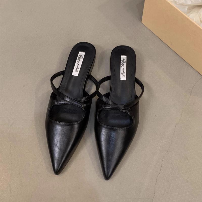 

Мода SUOJIALUN 2024 Лето Новые Женские Балетки Мода Острый Носок Слипоны Туфли Мюли Мягкий Плоский Каблук Уличный Отпуск Женские Сандалии 35 чёрный