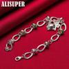 925 Sterling Silver Heart Lock Clover Flower AAA Zircon Bracelet Jewelry