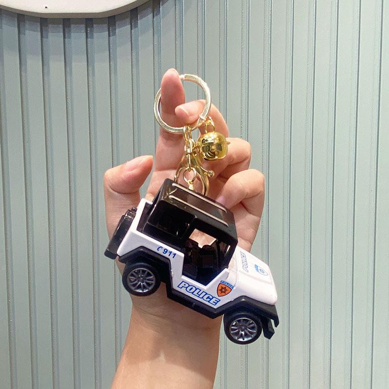 Creative Miniature Police Car Backpack Car Keychain Cute Model Keyring Toy