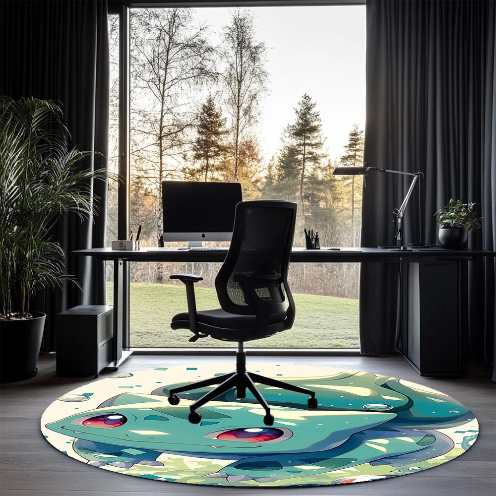 Pokémon Printed Round Rug Carpet Chair Rug Area Rug Entryway Doormats,for Office Chair Living Room Bedroom Kitchen Room.