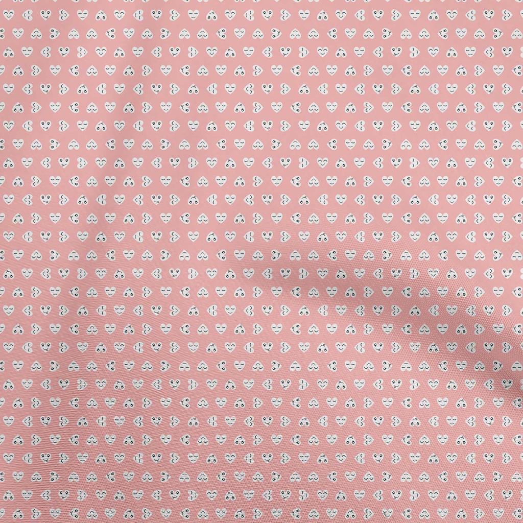 oneOone Cotton Flex Light Beige Fabric Hearts Print   Dress Material Fabric Print Fabric By The Yard 40 Inch