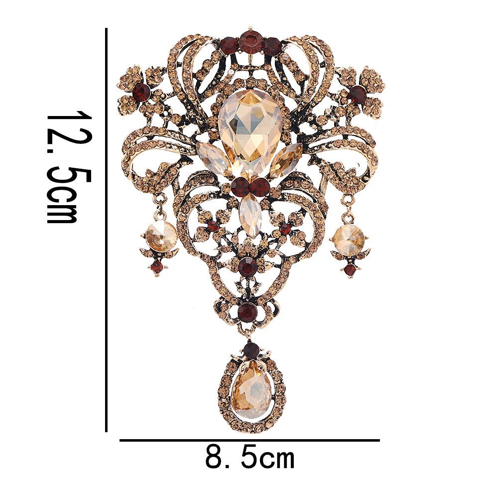 Vintage Crystal Flower Brooch for Women Palace Style Party Office Badges Pin Gifts