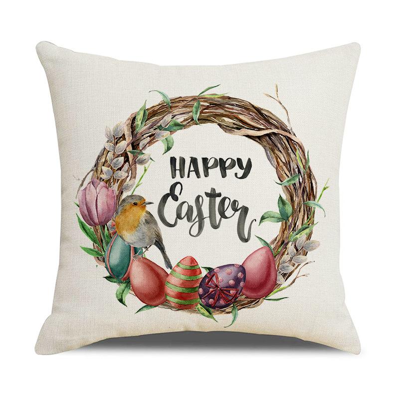 

New Easter Themed Pillow Cover Cushion Cover Cute Rabbit Truck Digital Printing Home 45*45cm