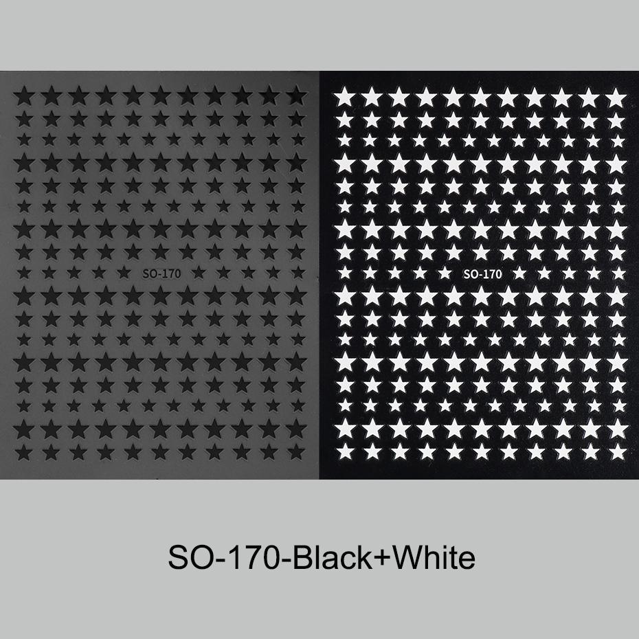 3D Black Pink Stars Stickers for Nails Golden Silvery Stars Adhesive Nail Decals Autumn Winter Festival DIY Nail Art Accessories