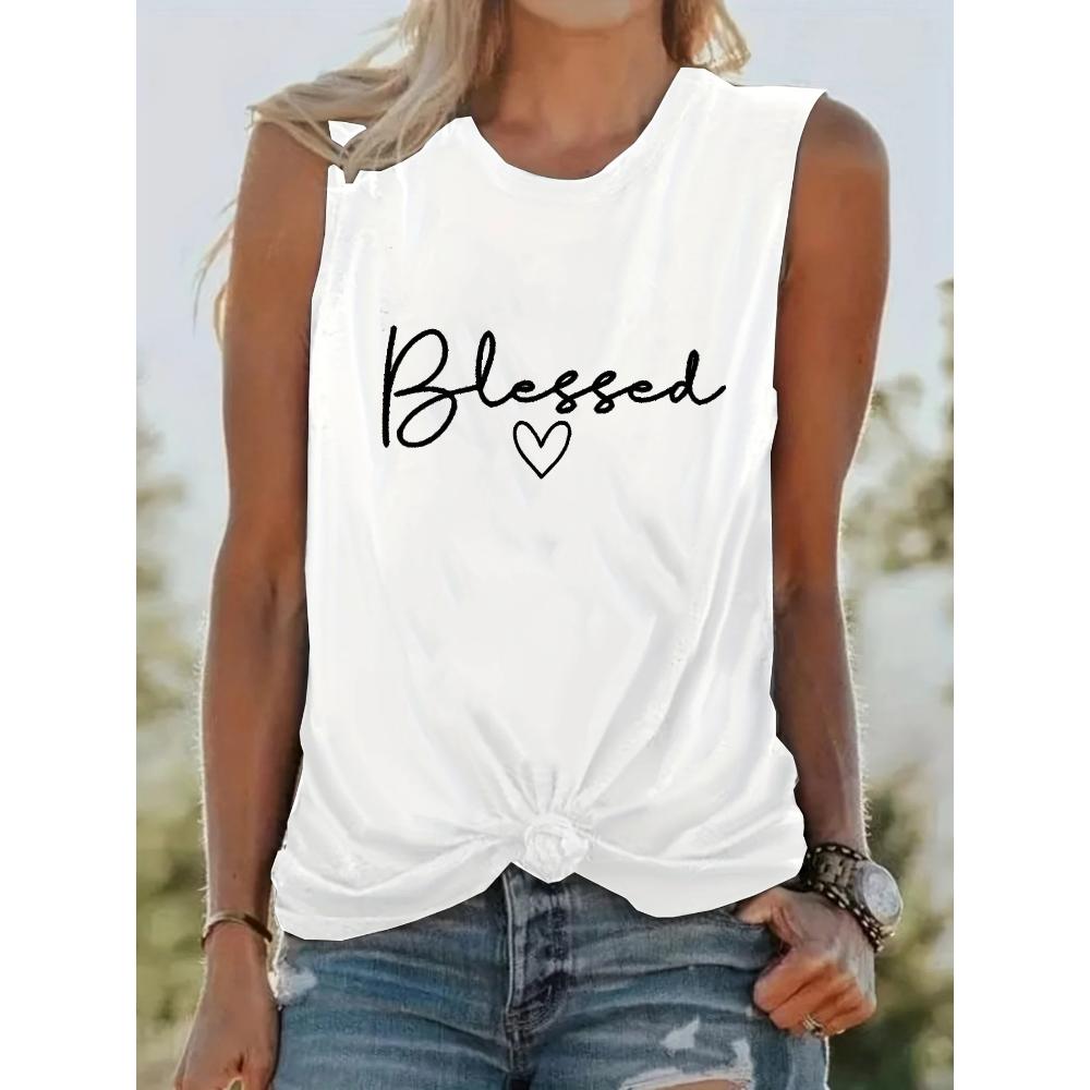 

Женская майка без рукавов с принтом Благословение , белая футболка, летний новый продукт, однотонная, сексуальная, новая мода, с принтом, круглый вырез 5XL
