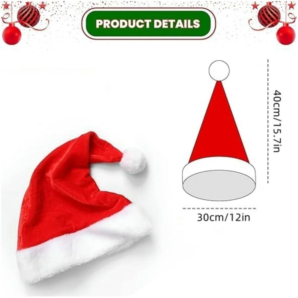 Fluffy Red Santa Hats Set with Plush Brim and Liner for Adults Men Women Christmas New Year Party Supplies and Gifts Xmas Hats