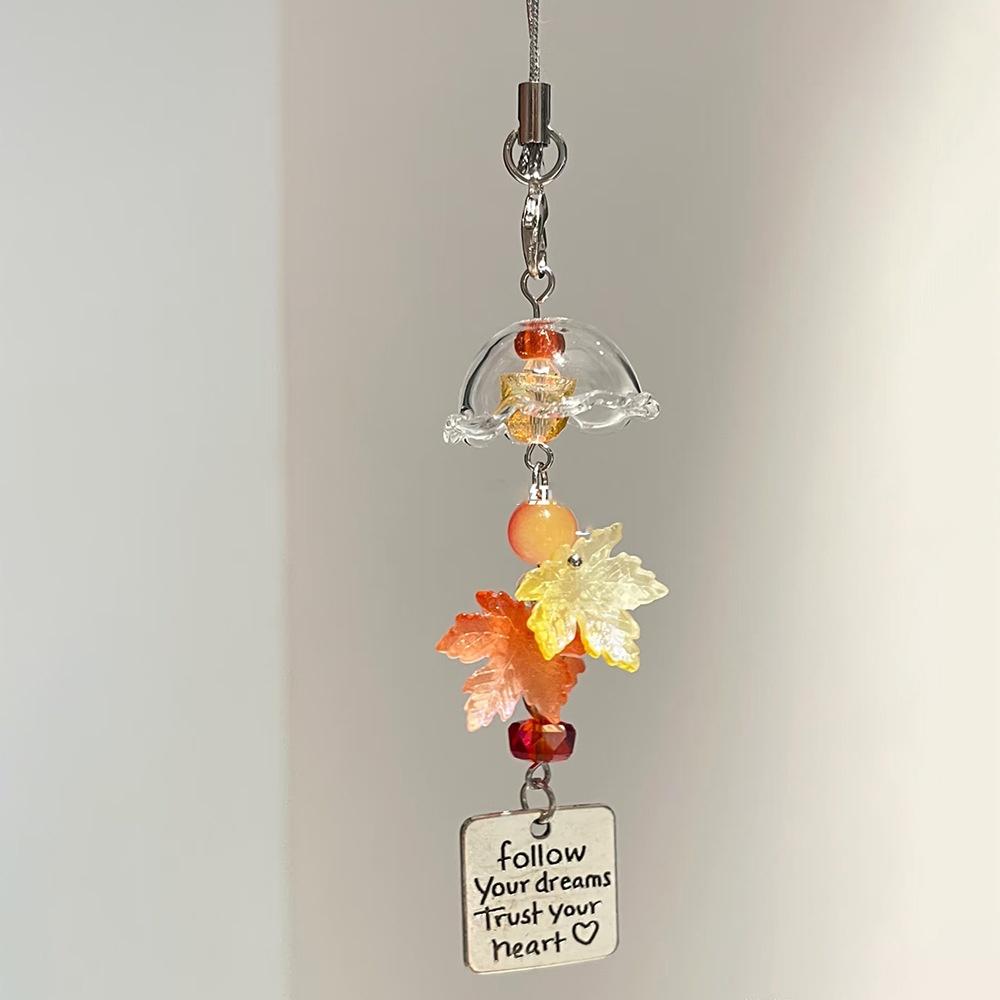 

Fall Maple Leaf Wind Chime Phone Charms Fashion Trendy Mobile Phone Lanyard Keychain Bag Decoration Pendant Keyring Gift