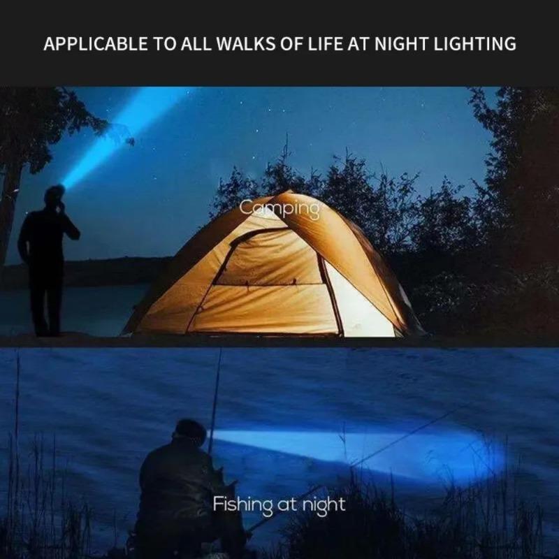 Lampada frontale LED ad alta potenza 5*, Luce super luminosa ricaricabile per pesca e campeggio, Lampada da minatore montata sulla testa a lunga gittata, Torcia elettrica