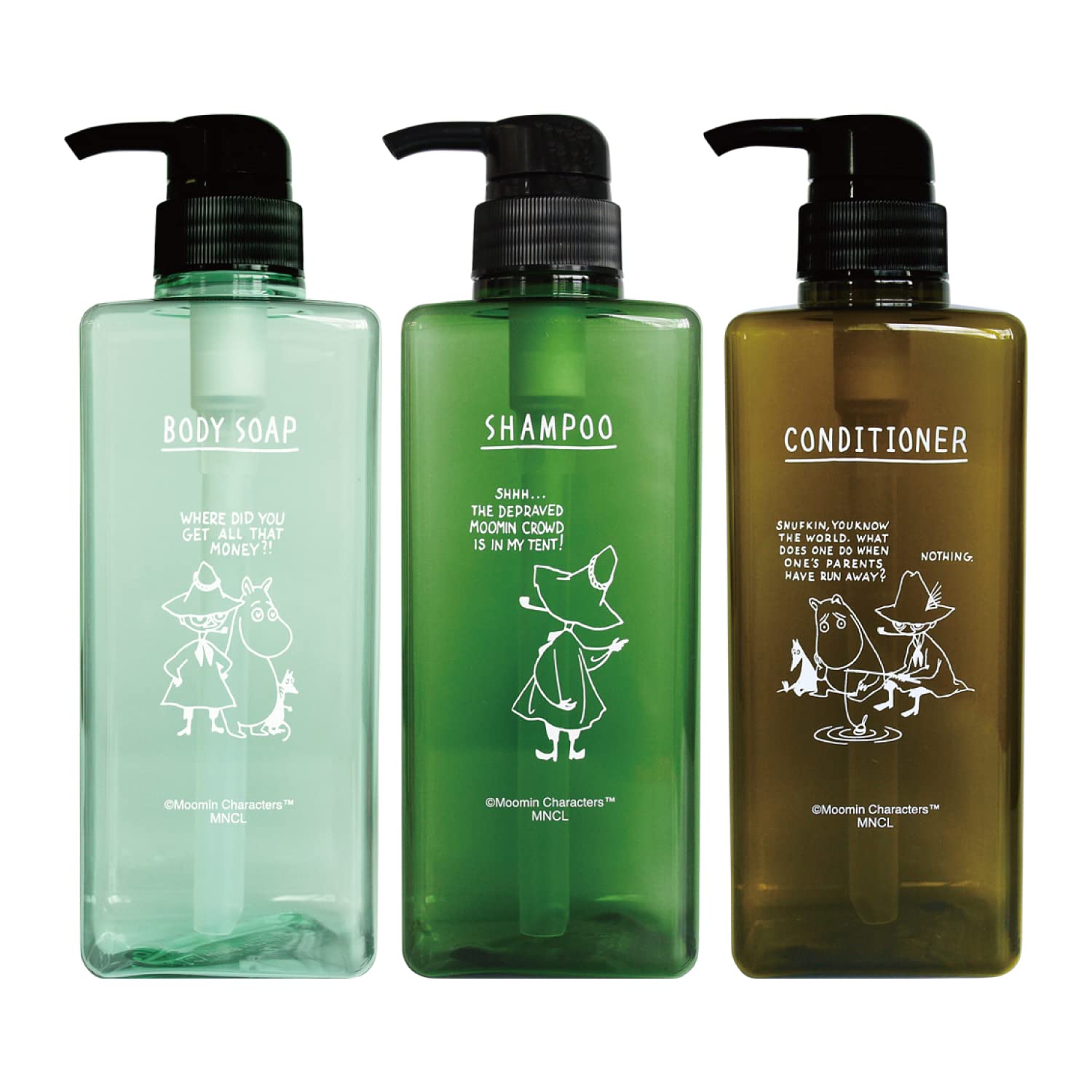 

MOOMIN Maruei Nissan Pecolo Набор флаконов для лосьона, флакон для шампуня, дозатор, 3 штуки (Муми-тролль и Снусмумрик)