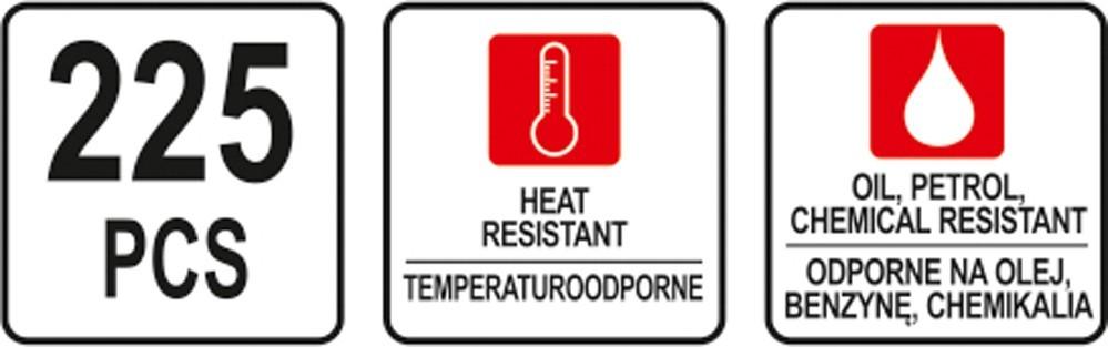 RUBBER O-RING SET 225 PCS YT-06877 YATO