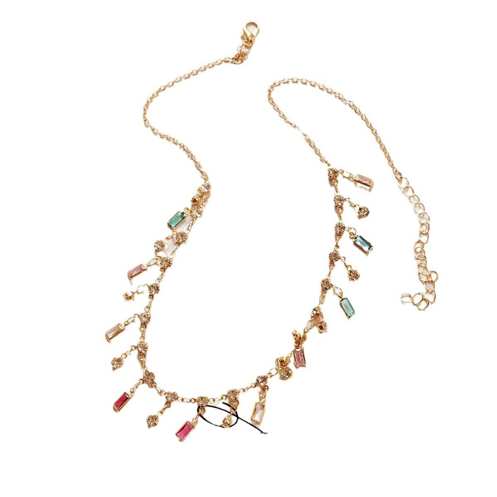 BLINGBAY Women's Chain Necklace New Summer Fashion Light Luxury Color Tassel Zircon Clavicle Necklace Girl Birthday Gift