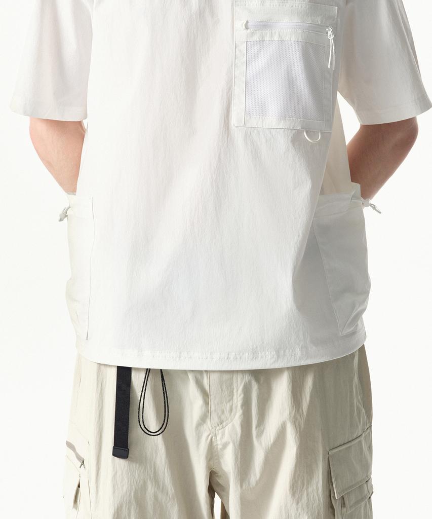 MUSINSA STANDARD [City Leisure] Utility Mesh Pocket Woven T-Shirt [White]