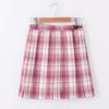 Japanese-Style High-Waisted Pleated Plaid Skirt - School Uniform