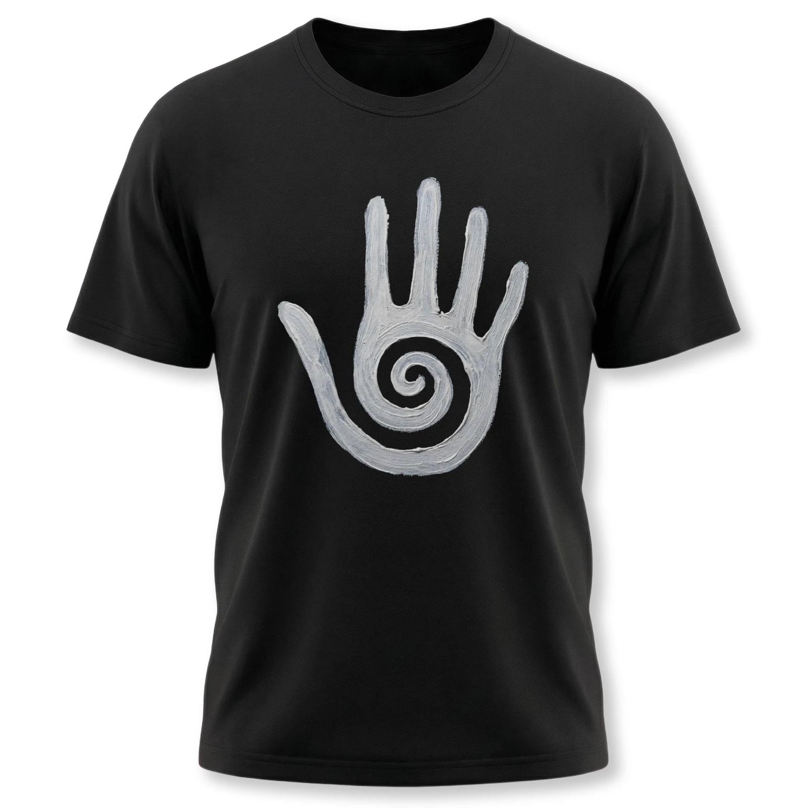 Hopi Healing Hand T-Shirt | Painted Native American Spiral Symbol Tee Shirt XS