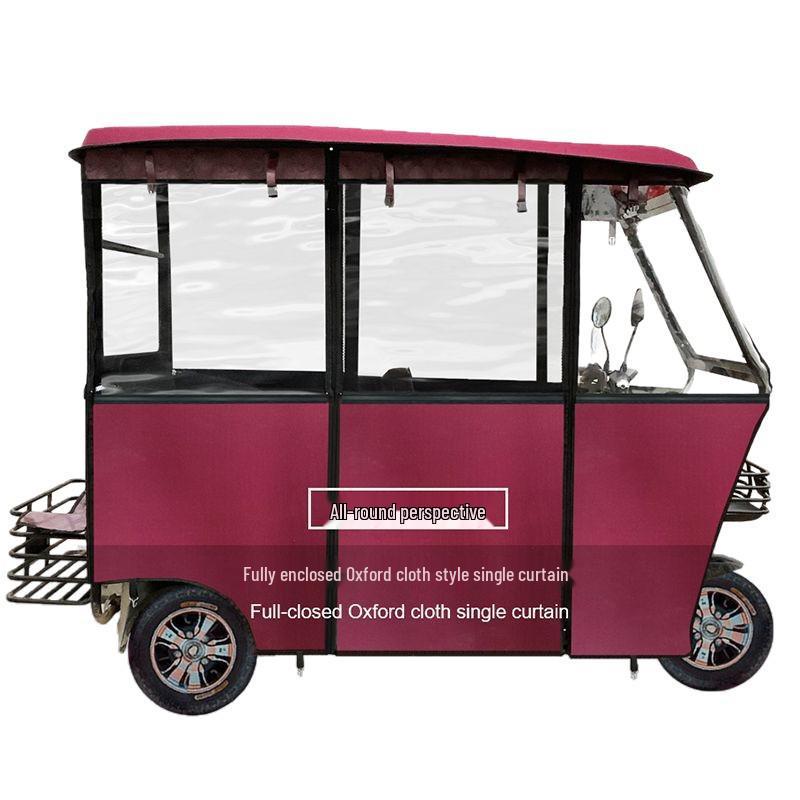 Windproof & Rainproof Fully-Enclosed Electric Tricycle Canopy for Seniors