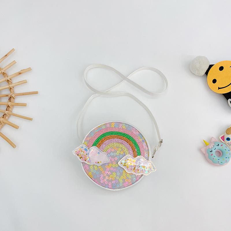 Adorable Rainbow Crossbody Bag For Girls Fashionable Princess Style With Zipper Closure