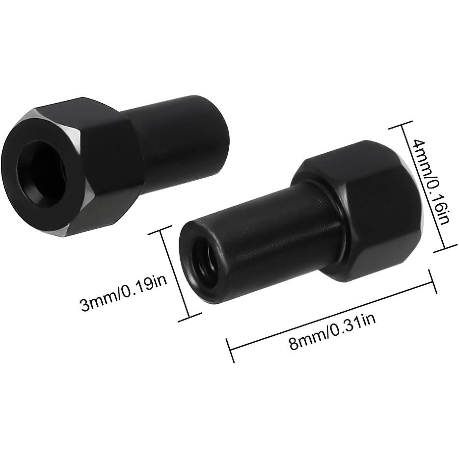 INJORA Black Stainless Steel Wheel Hex Hub +5mm Extenders for Axial SCX24 Upgrade 1/24 RC Crawler, 12g/Set
