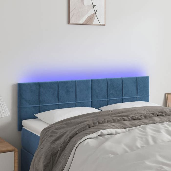 VidaXL Tête de Lit à LED Meuble de Chambre à Coucher Accessoire de Lit Double Tête de Cadre de Lit Intérieur Bleu Foncé 3121664