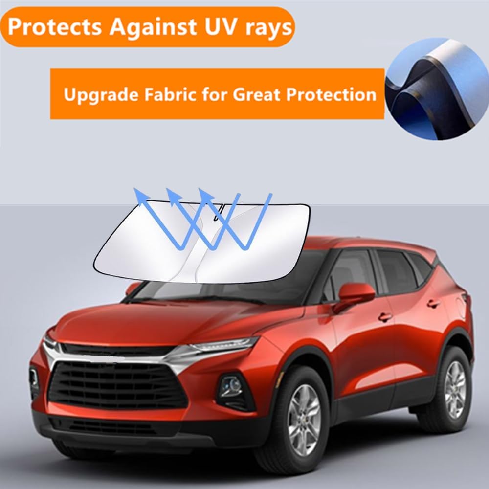 Windshield Sun Shade for -2025 Chevrolet/Chevy Blazer 240T Double-Layer Foldable Car Front Window Sunshade Accessories 240 T Sun Visor Protector