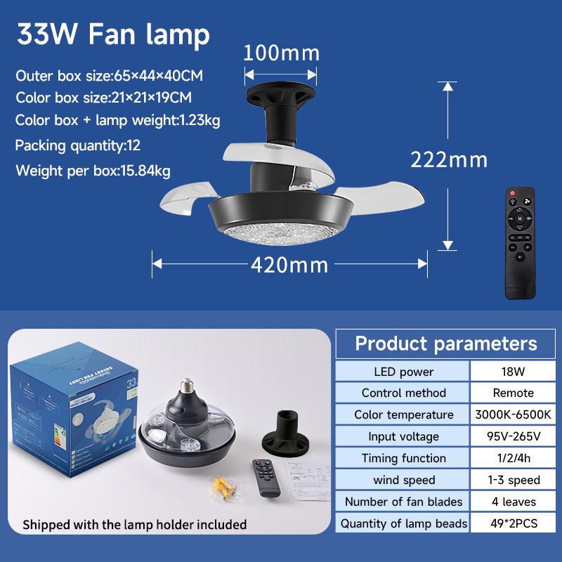 E27 Screw-In Mini Invisible Ceiling Fan Light