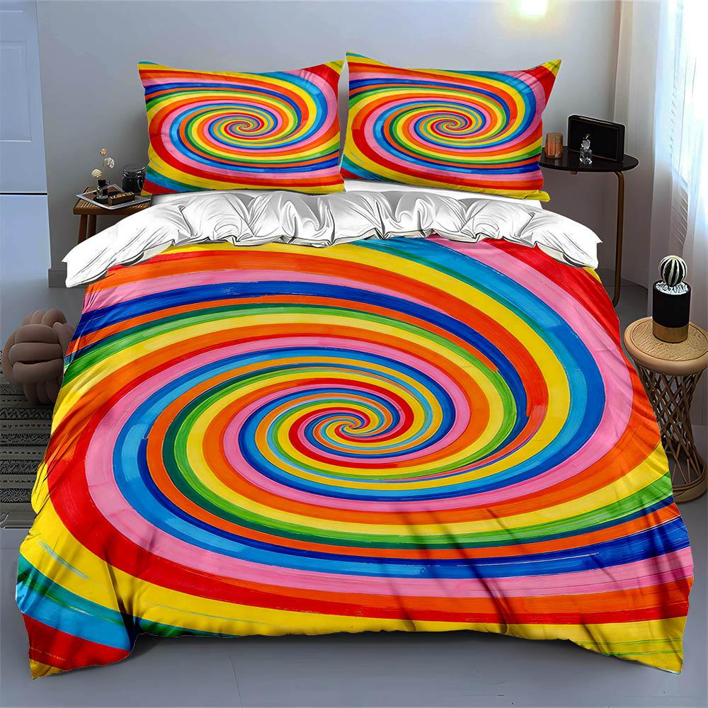 Bunte spiralförmige Wirbel Bettwäsche Bettbezug-Sets Bettbezüge Kissenbezüge Geschenke (1 * Bettbezug 2 * Kissenbezüge, ohne Bettdecke)