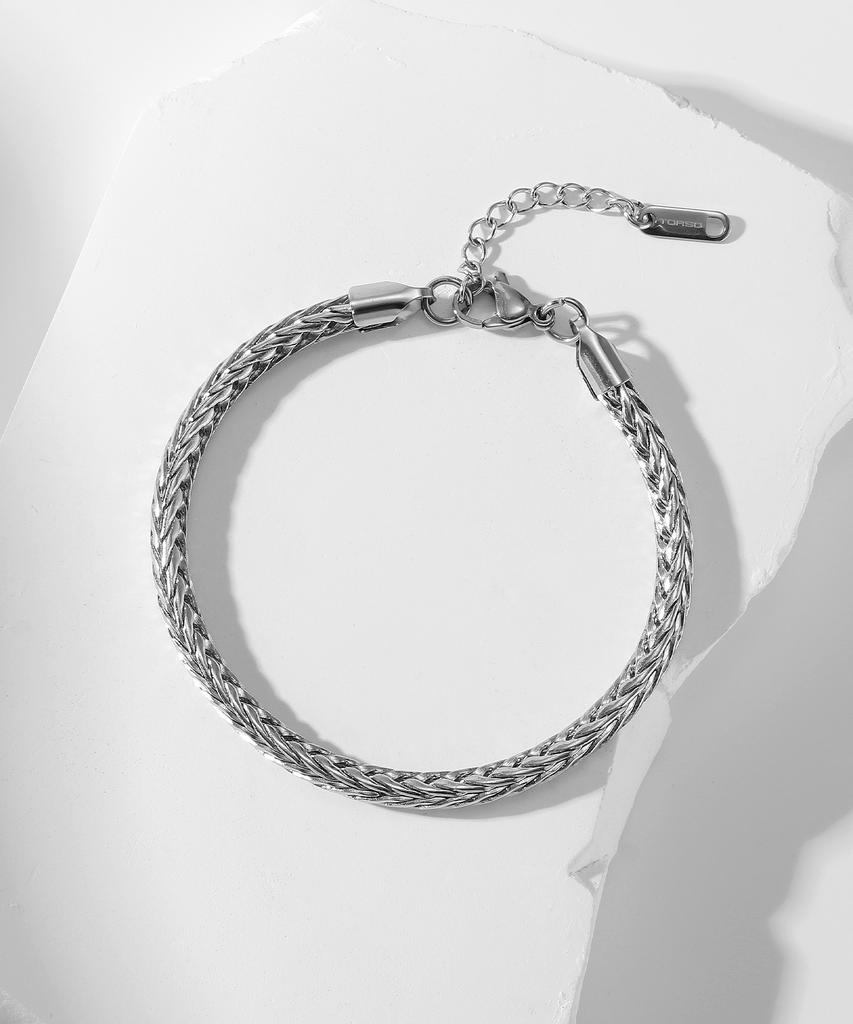 Torso Tjb1003 Braided Silver Chain Bracelet