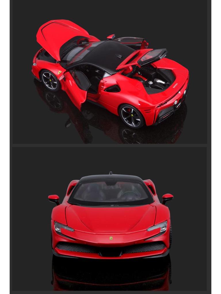 Bimego Ferrari SF90 1:24 Alloy Sports Car Model for Boys - Toy Collection Ornament.